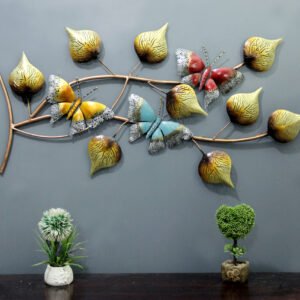 Iron Butterfly On Leaf Wall Art With LED | Exclusive Butterfly Wall Decor for your Home & Office Decor