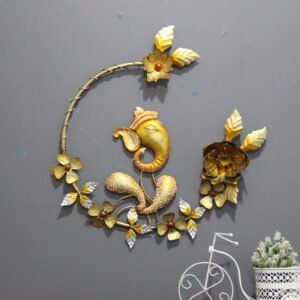 Metal Ganesha Wall Art In Golden Colour