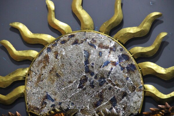 Metal 7 Running Horse Wall Art With Sun Art